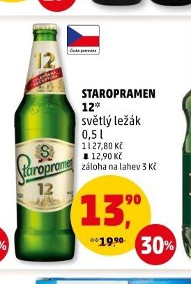 STAROPRAMEN 12 světlý ležák 0,5 l