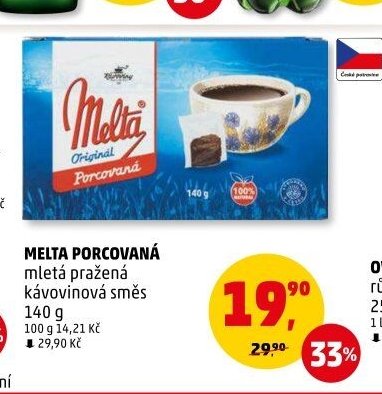 MELTA PORCOVANÁ mletá pražená kávovinová směs 140 g