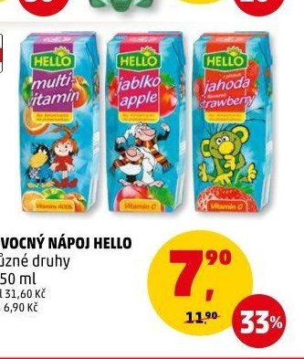 OVOCNÝ NÁPOJ HELLO různé druhy 250 ml