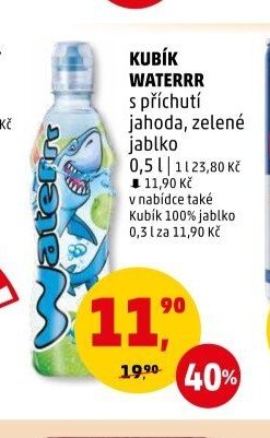 KUBÍK WATERRR s příchutí jahoda, zelené jablko 0,5 l