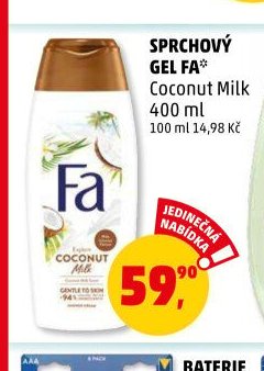 SPRCHOVÝ GEL FA Coconut Milk 400 ml