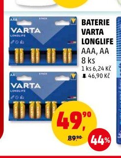 BATERIE VARTA LONGLIFE AAA, AA 8 ks