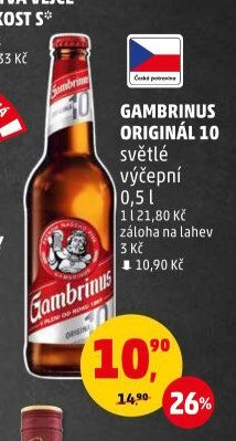 GAMBRINUS ORIGINÁL 10 světlé výčepní