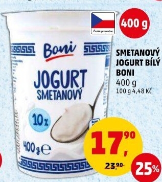 Bílý jogurt smetanový Boni