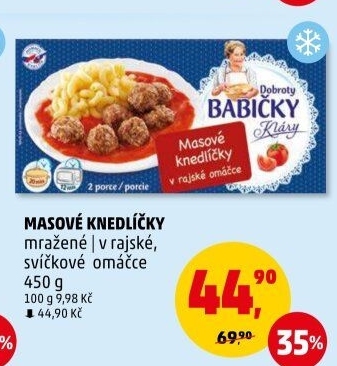Knedlíčky masové v rajské omáčce mražené Dobroty babičky Kláry