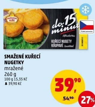 Nugetky kuřecí smažené mražené Vodňanské kuře