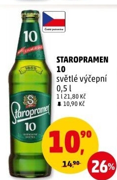 Pivo světlé výčepní 10° Staropramen