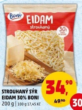Sýr Eidam 30% strouhaný Boni