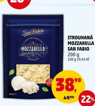 Sýr Mozzarella strouhaná San Fabio