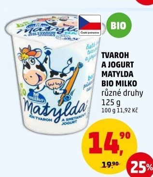 Tvaroh s jogurtem bio Matylda Milko