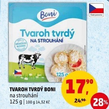 Tvaroh tvrdý na strouhání Boni