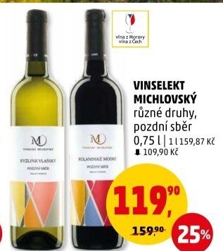Vína Vinselekt Michlovský - pozdní sběr