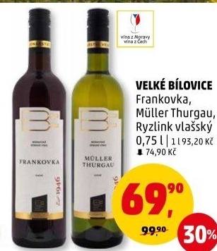 Víno Frankovka Vinařství Velké Bílovice