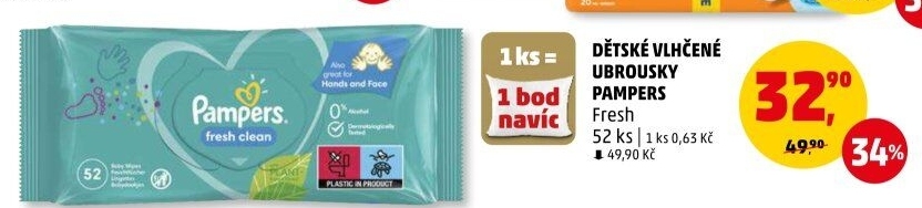 Vlhčené ubrousky dětské Pampers Baby Fresh Clean