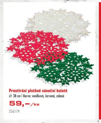 Prostírání plstěné vánoční kulaté