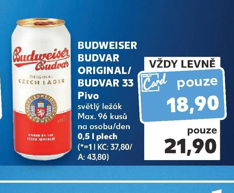 BUDWEISER BUDVAR ORIGINAL/BUDVAR 33 Pivo