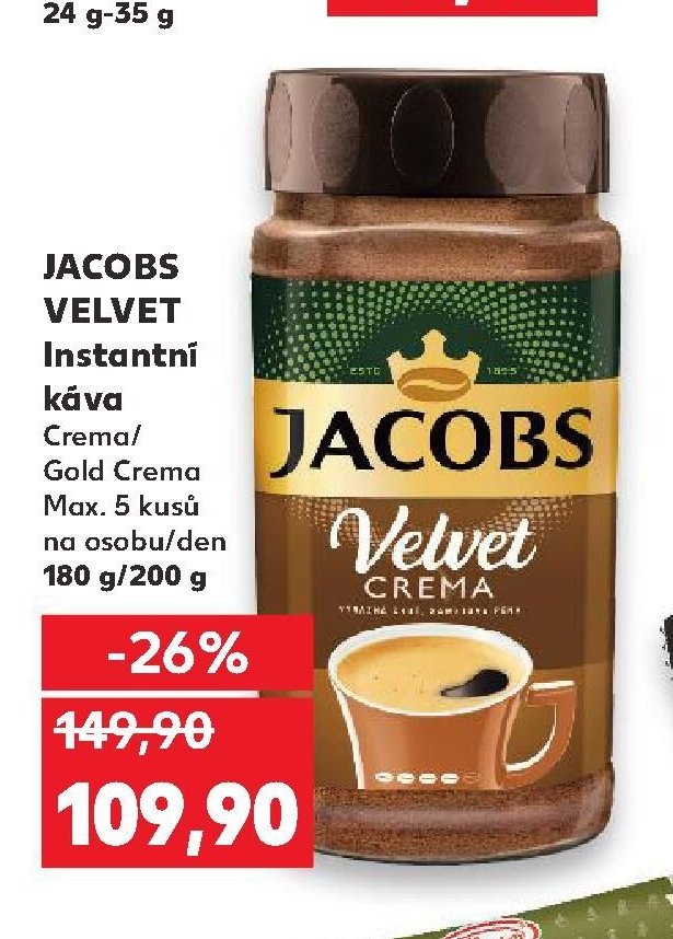 JACOBS VELVET Instantní káva Crema/Gold Crema 180 g/200 g