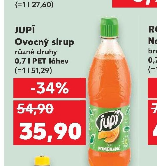JUPÍ Ovocný sirup různé druhy 0,7 l