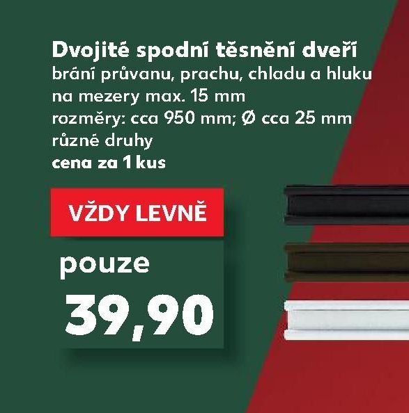 Dvojité spodní těsnění dveří
