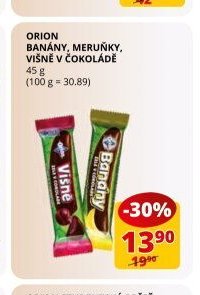 ORION BANÁNY, MERUŇKY, VIŠNĚ V ČOKOLÁDĚ