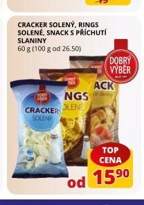 CRACKER SOLENÝ, RINGS SOLENÉ, SNACK S PŘÍCHUTÍ SLANINY