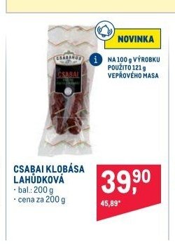 CSABAI KLOBÁSA LAHŮDKOVÁ