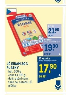 JČ Eidam 30 % plátky