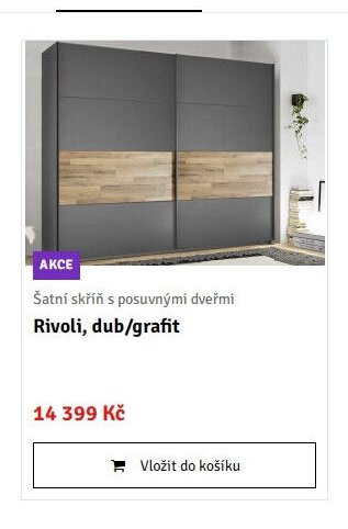 Šatní skříň s posuvnými dveřmi Rivoli, dub/grafit - ASKO akcniletaky.com