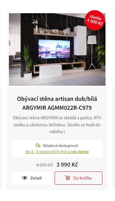 Obývací stěna artisan dub/bílá ARGYMIR AGMM022R-C979