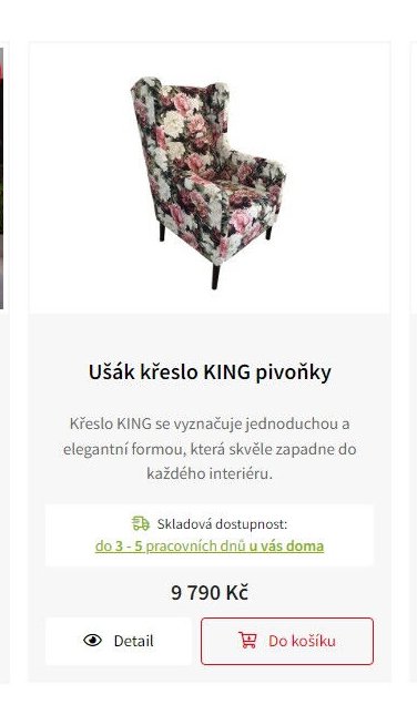 Ušák křeslo KING pivoňky