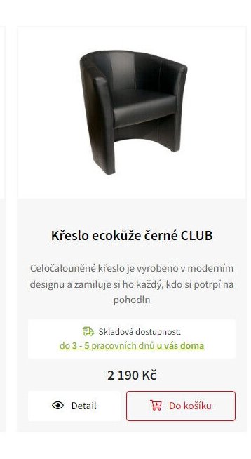 Křeslo ecokůže černé CLUB