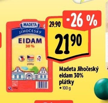 Madeta Jihočeský eidam 30% plátky