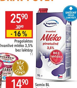 Pragolaktos trvanlivé mléko 3,5% bez laktózy