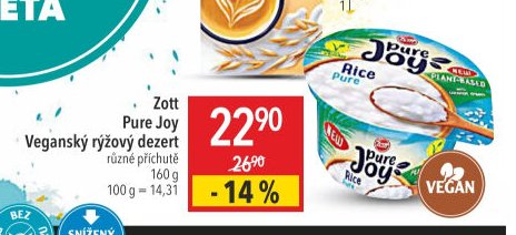 Zott Pure Joy Veganský rýžový dezert