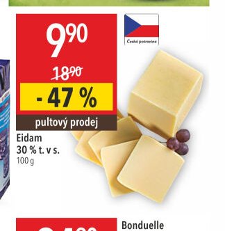 Eidam 30 % t. v s. 100 g