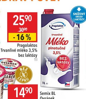 Pragolaktos trvanlivé mléko 3,5% bez laktózy