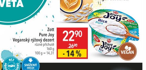 Zott Pure Joy Veganský rýžový dezert