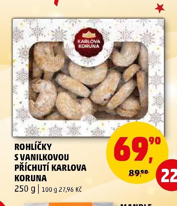 ROHLÍČKY S VANILKOVOU PŘÍCHUTÍ KARLOVA KORUNA
