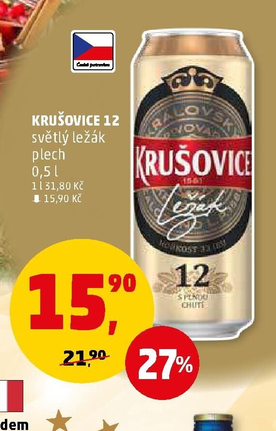 Krušovice 12 světlý ležák plech