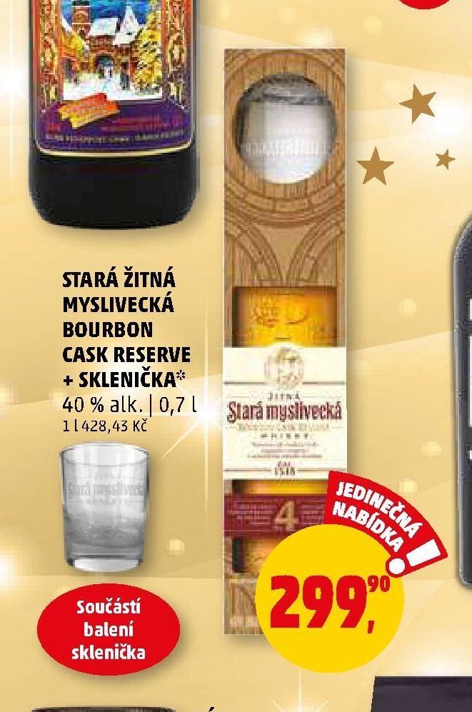 Stará žitná myslivecká bourbon cask reserve + sklenička