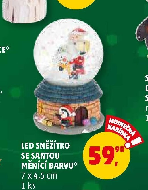 LED SNĚŽÍTKO SE SANTOU MĚNÍCÍ BARVU* 7 x 4,5 cm