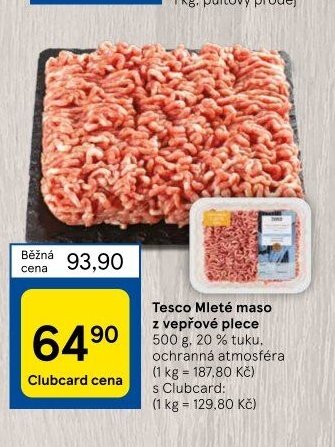 Tesco Mleté maso z vepřové plece
