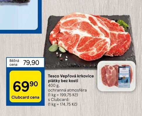 Tesco Vepřová krkovice plátky bez kosti