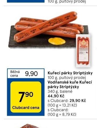 Vodňanské kuře Kuřecí párky Striptýzky