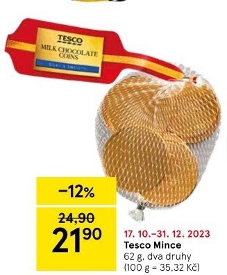 Čokoládové mince Tesco