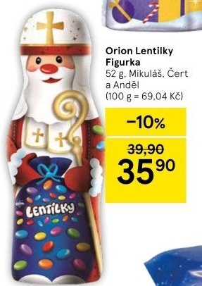 Čokoládový Mikuláš s lentilkami Orion