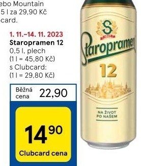 Pivo světlý ležák 12° Staropramen