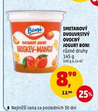 SMETANOVÝ DVOUVRSTVÝ OVOCNÝ JOGURT BONI