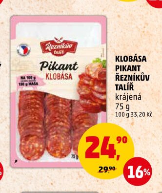 Klobása pikant Řezníkův talíř krájená