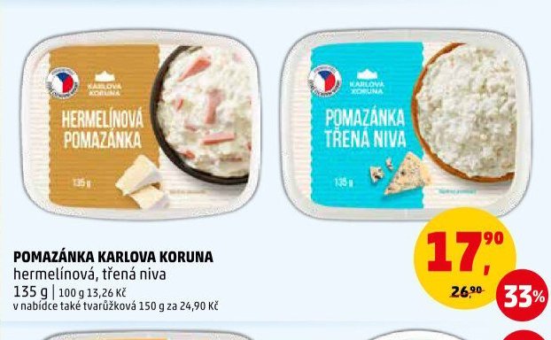POMAZÁNKA KARLOVA KORUNA hermelínová, třená niva